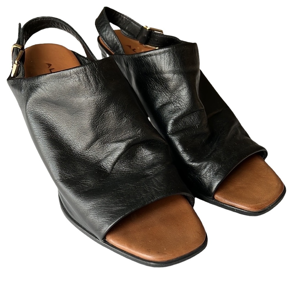 Aldo Casameada Black Leather Square Toe Sling Back Heel